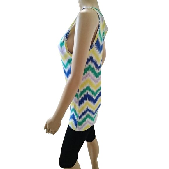Faded Glory Multicolor Casual Scoop Neck Chevron Print Sleeveless Tank Top XXL - Picture 3 of 6